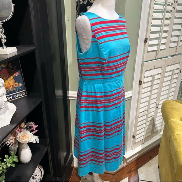 Talbots Blue and Red Striped A Line Dress Size 10 - Picture 9 of 11